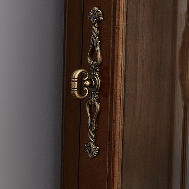 Glass Paned Solid Wood Corner Rustic Accent Cabinet with Doors