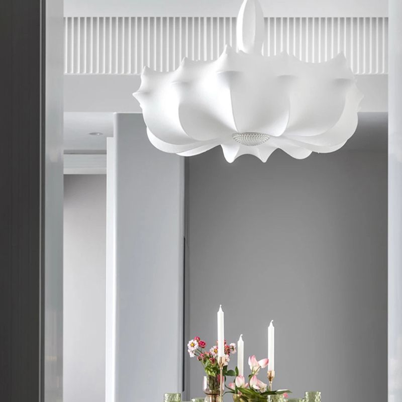 Stoff weiß Suspension Anhängerlampe Moderner Stil einzigartiger 1-Licht-Tropfen Anhänger