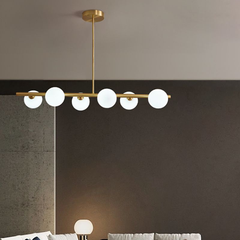 Nordic Style Copper Hanging Lamp Ball Shape Shade Island Light Fixture for Bedroom