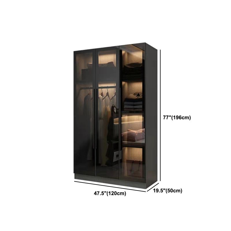 Modern Wardrobe Armoire Wood and Glass Wardrobe Closet for Home
