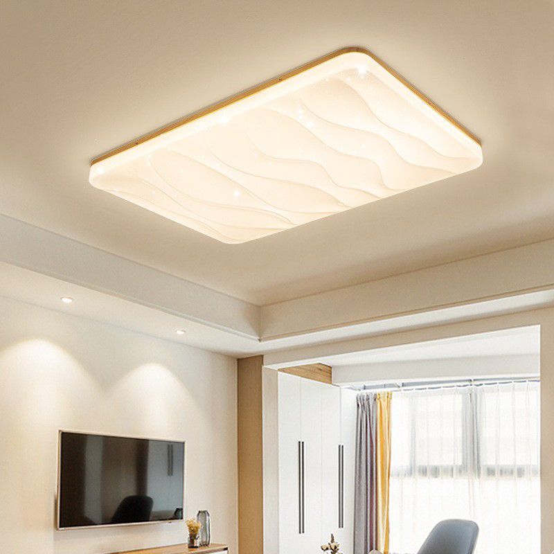 Modern LED Ceiling Mount Light Wooden Ceiling Lamp with Acrylic Shade for Bedroom