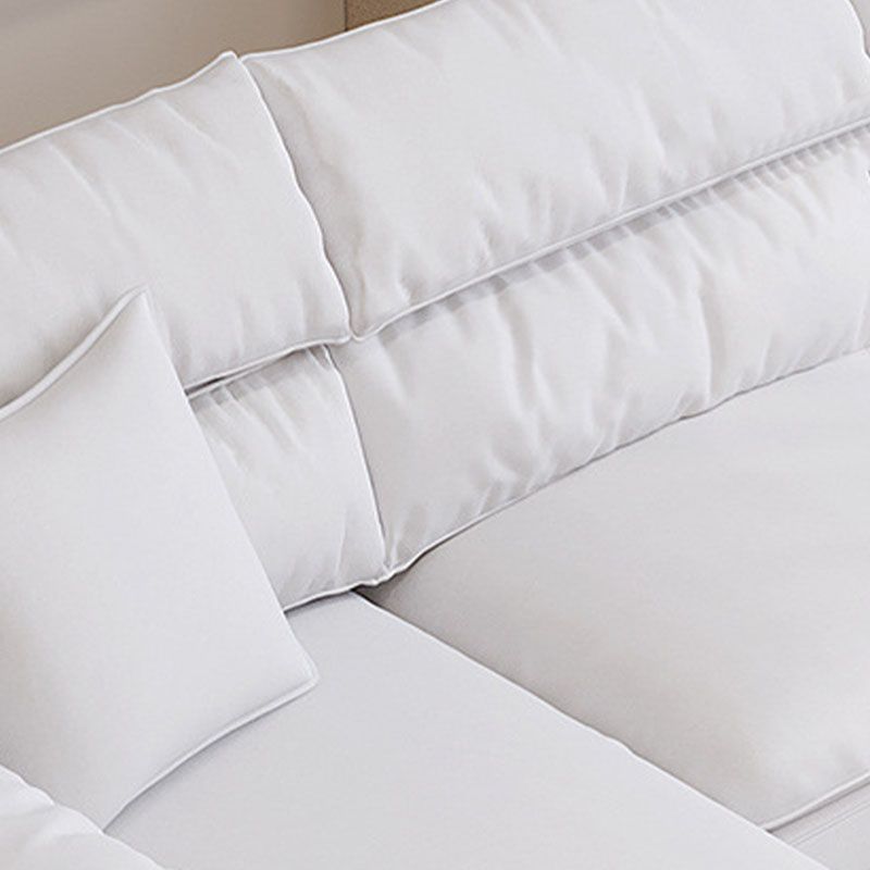 36"H Contemporary Sectional Sofa Leather Cream Down Cushion Sectional