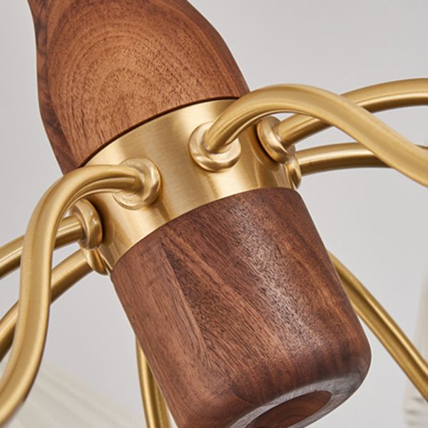 Fabric Wood Pendant Light Cone Contemporary Ceiling Light for Living Room