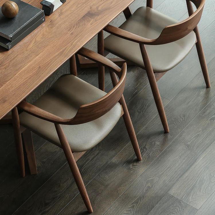 Contemporary Dining Chair 20'' Wide Open Arm Chair with 4 Wood Legs for Home