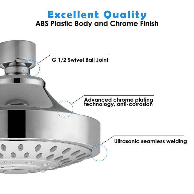 Wall Mounted Metal Shower Head Modern Round Fixed Shower Head