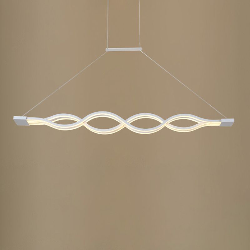 Lumière en île à LED blanche en acrylique dans un pendentif en fer forgé moderne pour salle à manger