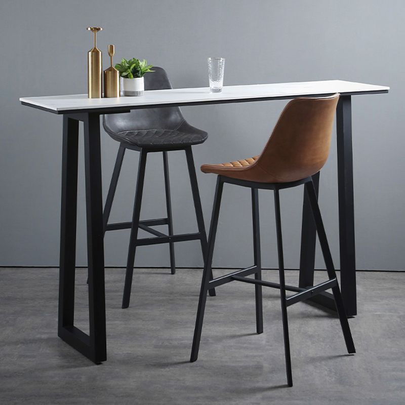 Living Room Leather Counter Chair Bucket Industrial Footrest Counter Bar Stool