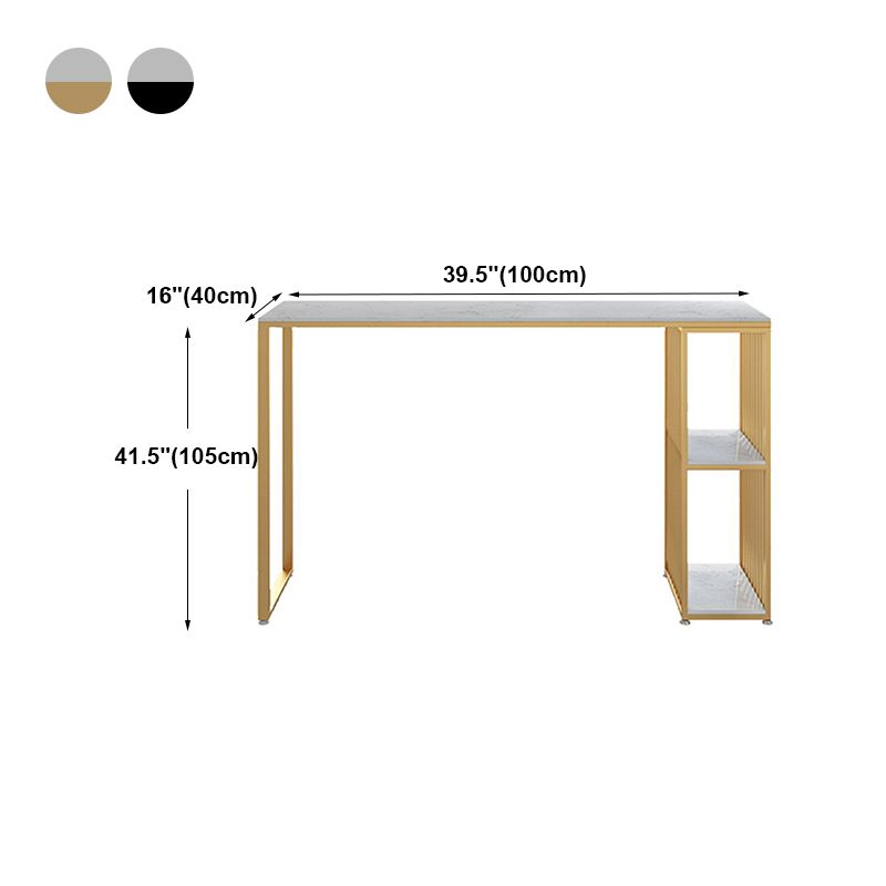 Contemporary Bar Dining Table Double Pedestal Bar Height Table with Shelf