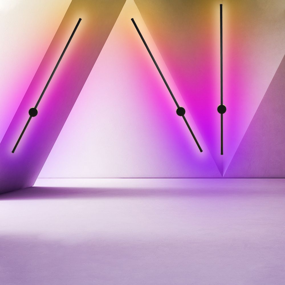 Modern Simplicity Style RGB Wall Sconce Black Long Strip Ambiance Decorative LED Wall Lamp for Restaurant Bar