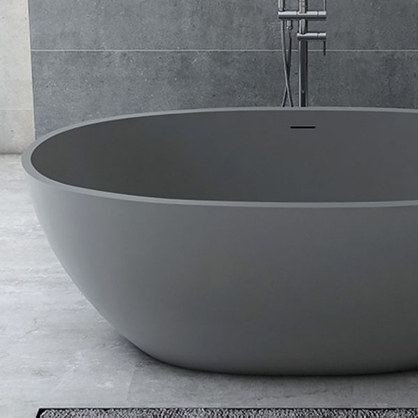 Modern Soaking Freestanding Bath Tub Stone Oval Bathtub with Overflow Trim