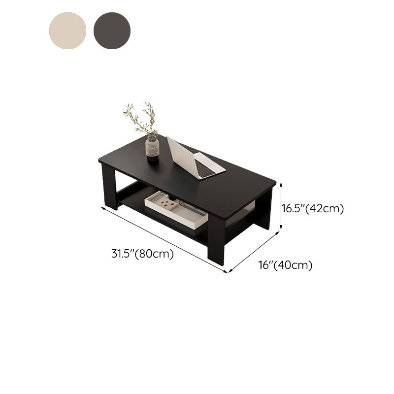 Contemporary 4 Legs Wood with Storage Shelf Rectangular Single Coffee Table