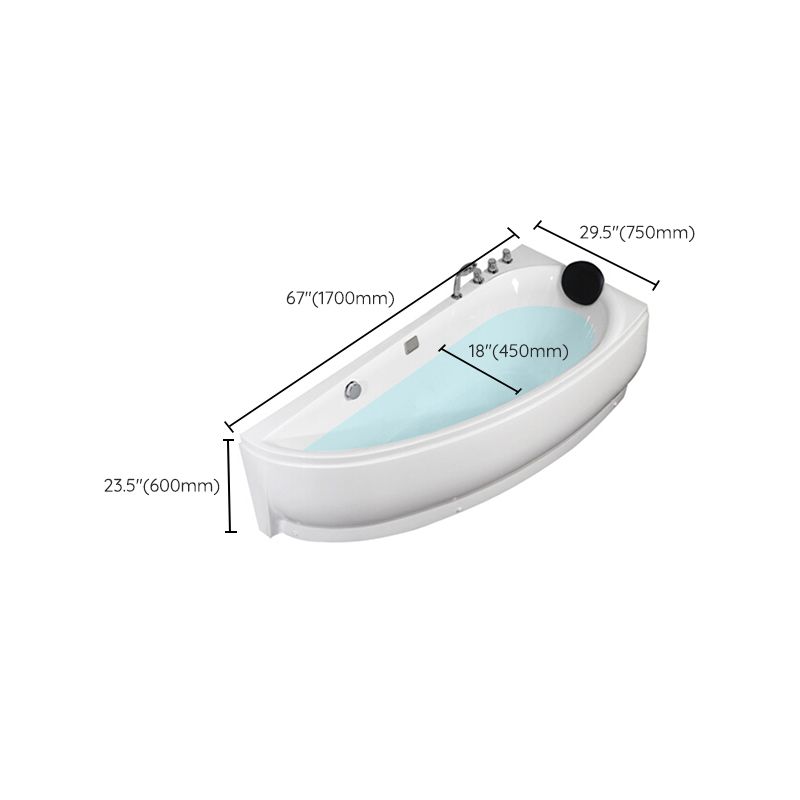 Acrylic Corner Modern Bathtub Acrylic White Soaking Back to Wall Bath
