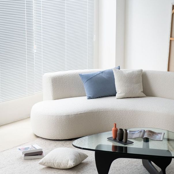 Contemporary 27.5" H Wool Sofa with Armless and Tight Back Curved For Living Room