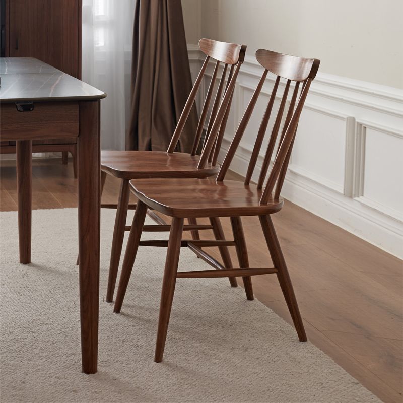 Contemporary Slat Back Wood Armless Dining Chairs(Set of 1/2/4/6/8)