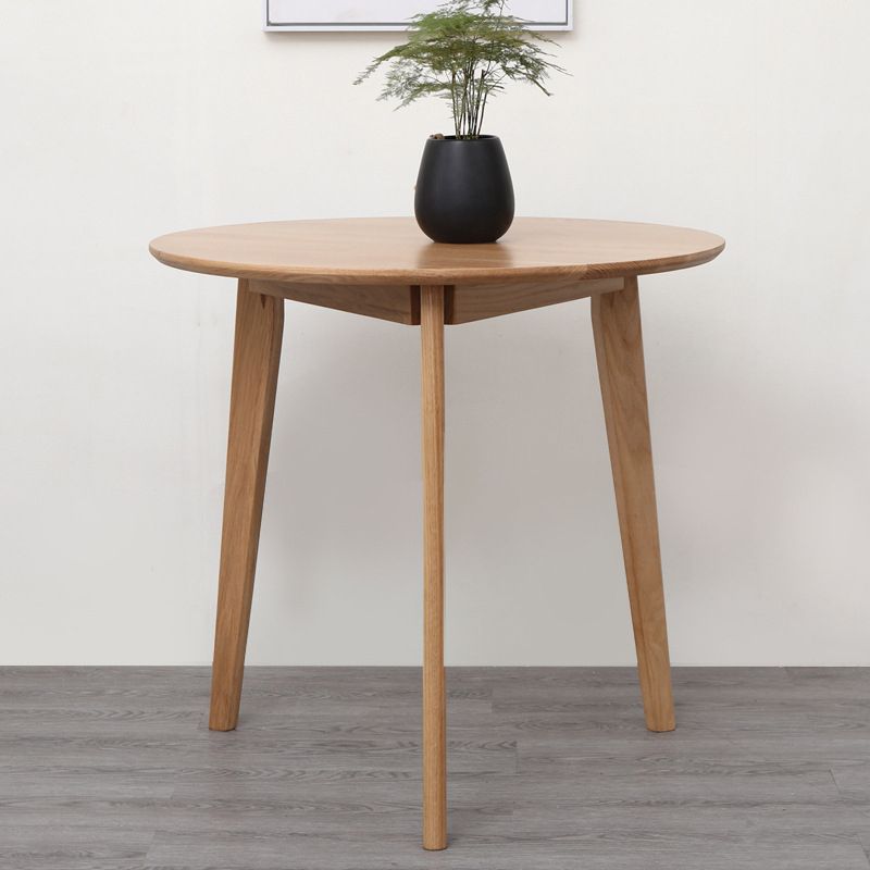 Contemporary Round Dining Table Oak Solid Wood Table for Home Kitchen Dinner