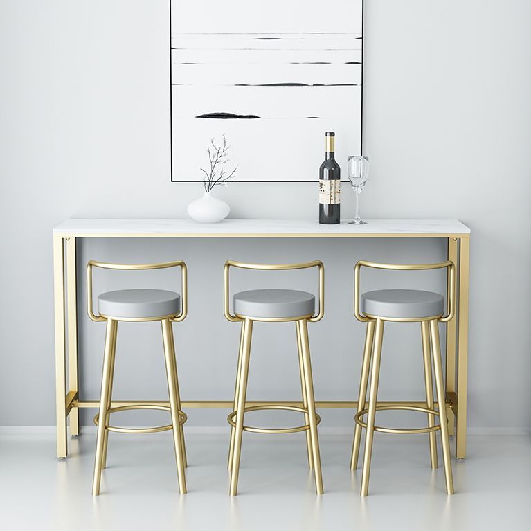 Glam Style Armless Counter Stool Faux Leather Round Bar Stool