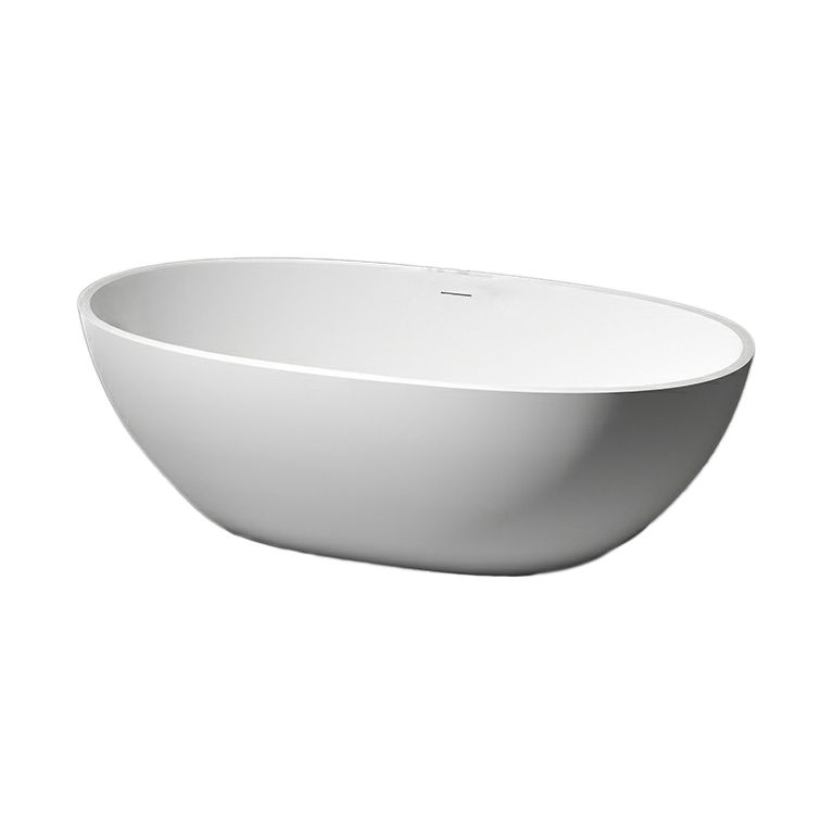 Modern Stone Freestanding Tub Soaking 22.05-inch Tall Bath with Overflow Trim
