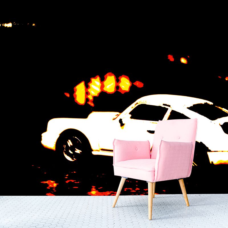 Car Illustration Wall Murals Contemporary Style Wall Art for Boys Bedroom