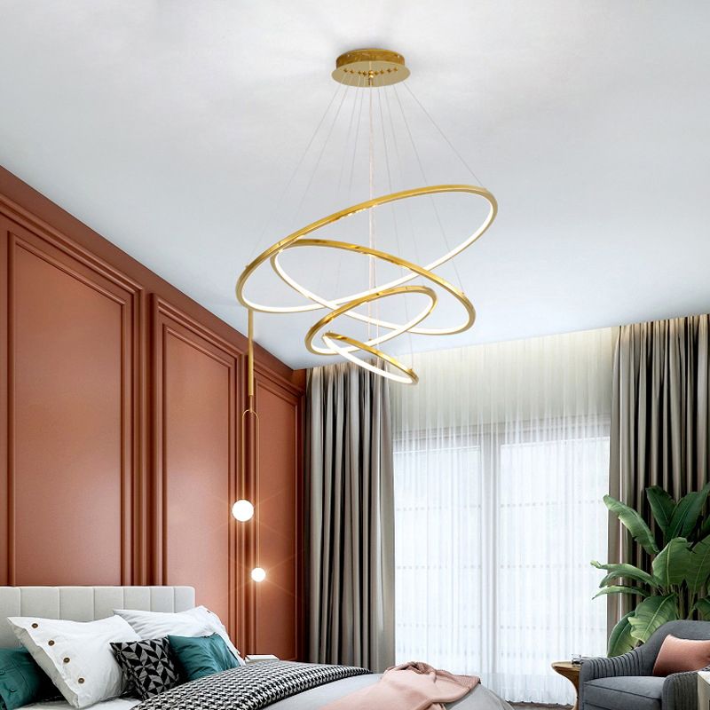 Circle Multi-layer Hanging Light Modern Style Multi Lights Metal Pendant Lights