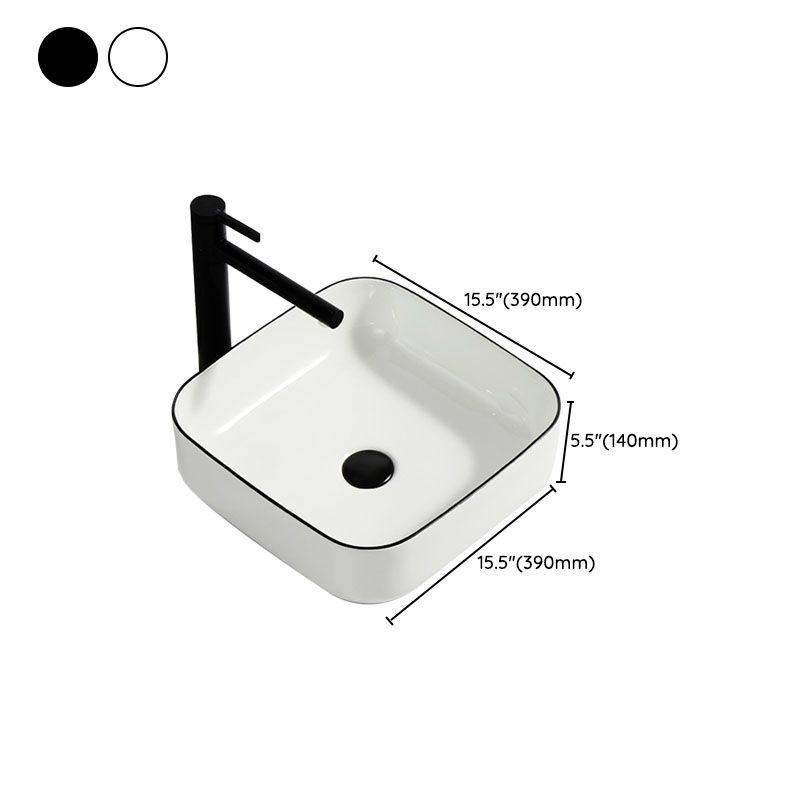 Modern Bathroom Sink Pop-Up Drain Rectangular Trough Sink without Faucet