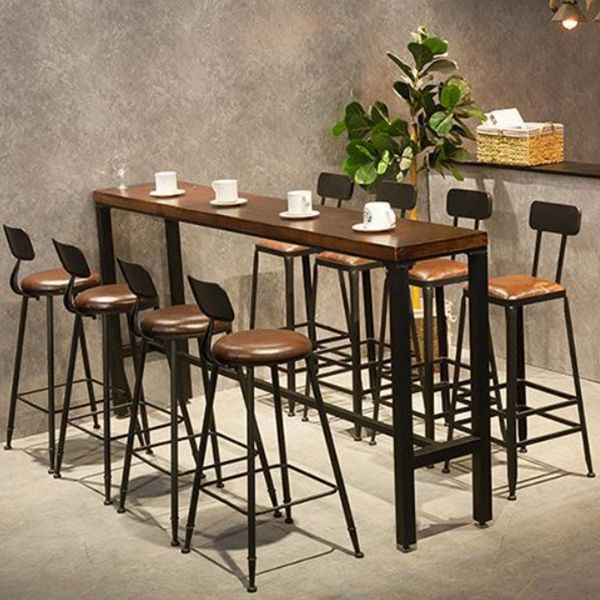 Shop Rectangle Patio Bar Table Trestle Footrest Brown Cocktail Table