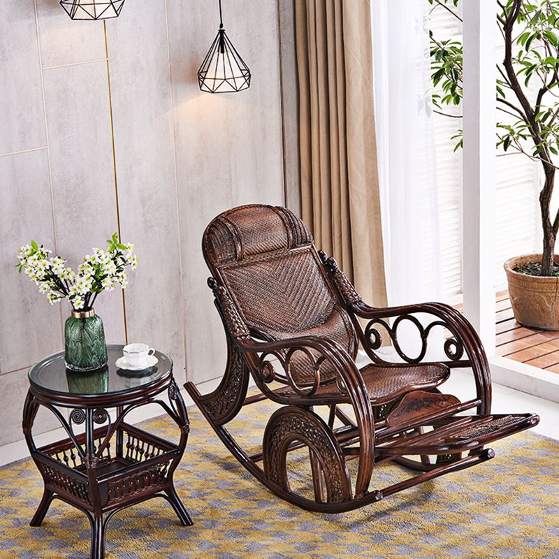 Spindle Wicker Rocking Chair Traditional Rocker Chair 24.8" x 45.3" x 41.3"