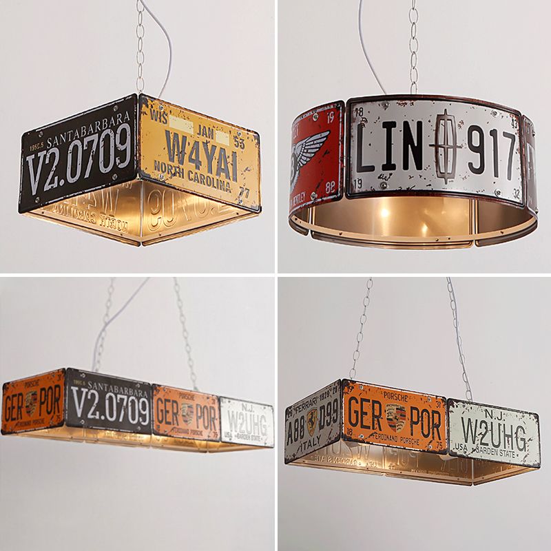 Geometric Chandelier Light Fixture Retro Industrial Style Metal Pendant Lighting for Bar