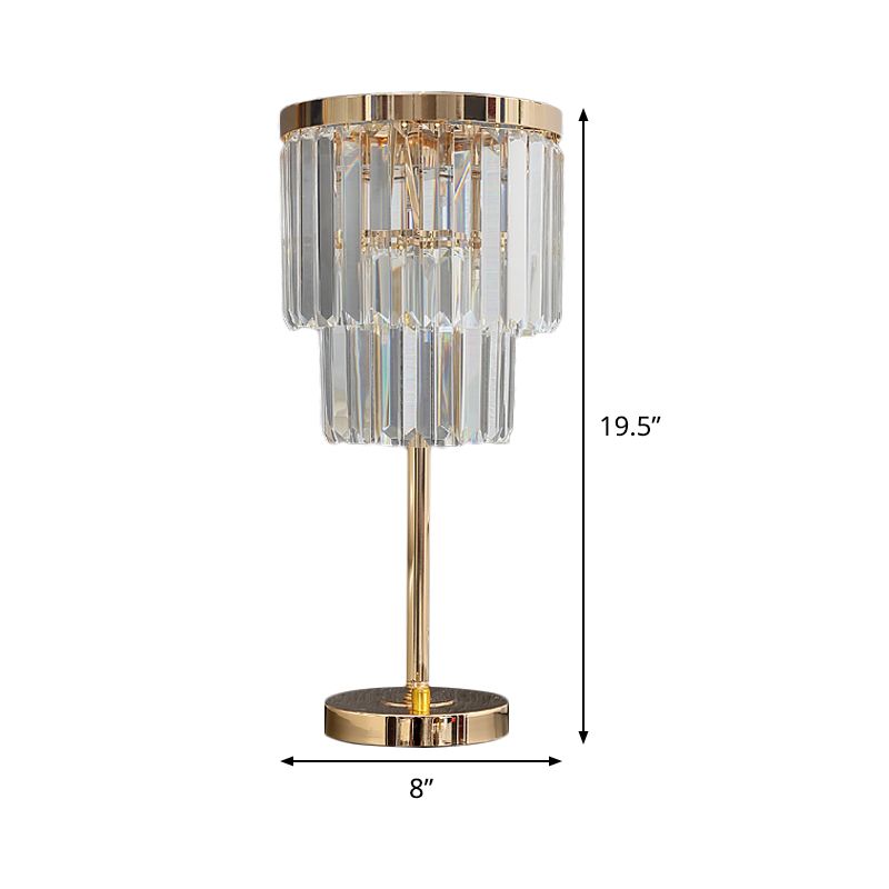 Lampazione del compito a LED modernista oro lampada da lettura a 2 strati con tonalità cristallo smussata