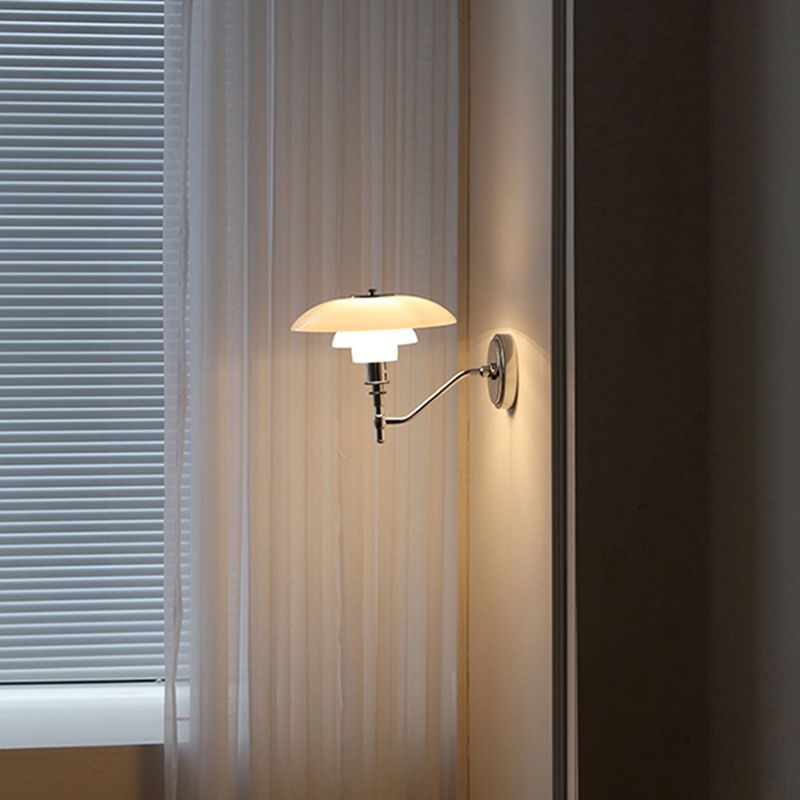 Industrial White Shade Wall Mounted Sconce Glass Shade Wall Lights for Bedroom