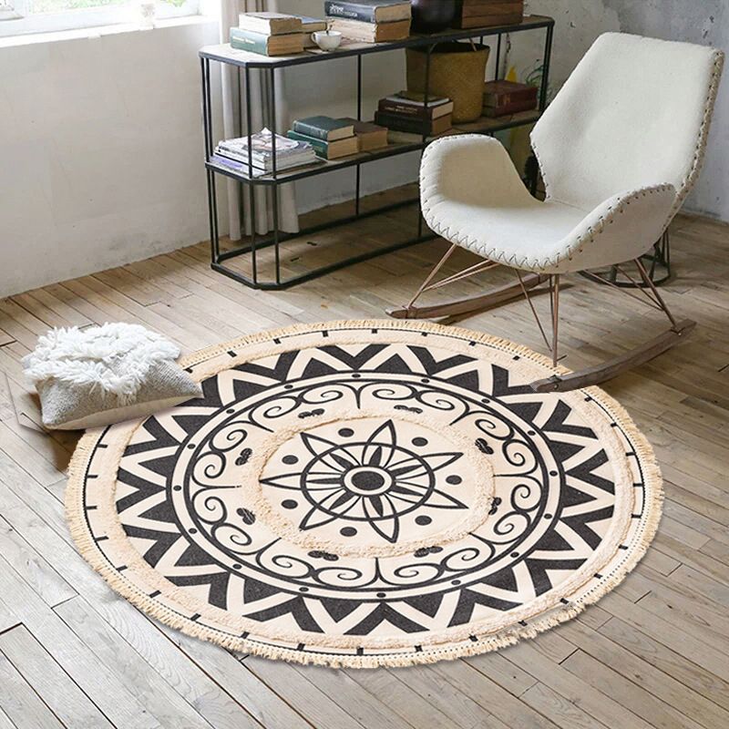 Tapis en intérieur floral chic Tapis boho multicolable Coton Coton Waspy of Living Room
