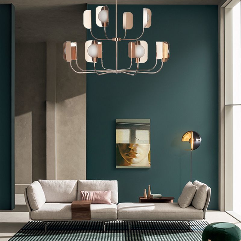 Nordic Style Metal Chandelier Branch Brown Pendant Lamps for Living Room