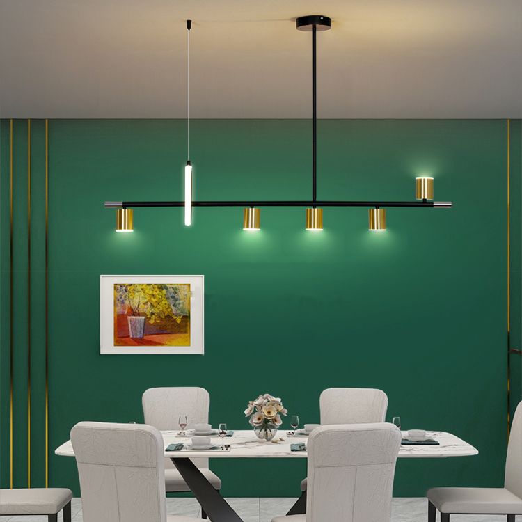 Modern Metal Track Lamp Multi-Head Restaurant Island Lighting Fixtures with Acrylic Shade