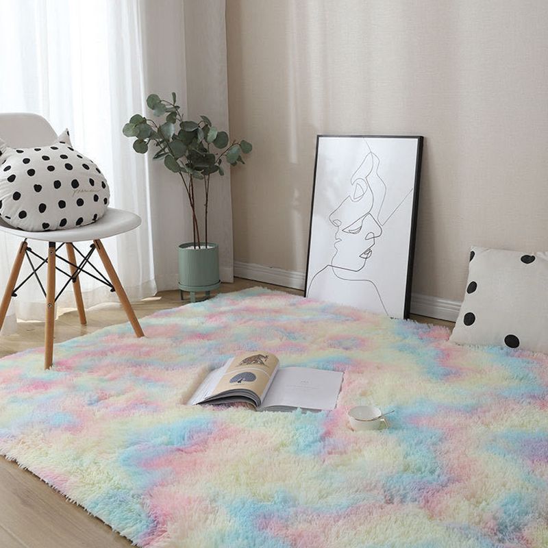 Colorful Tie Dye Printed Rug Modern Polyester Carpet Shag Anti-Slip Backing Rug for Living Room