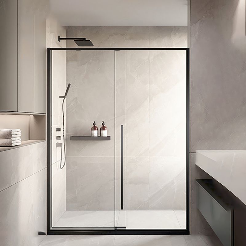 Silver Single Sliding Shower Bath Door Metal Semi-Frameless Shower Door