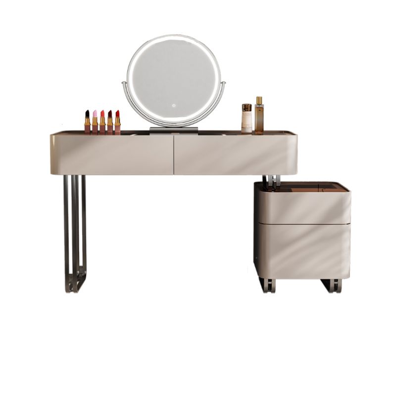 Vanity Mirrored Wood Dressing Table Glass Top Make-up Vanity