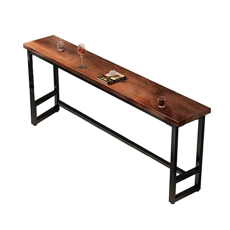 Rectangle Brown Indoor Event and Cocktail Table Trestle Wood Bar Height Pub Table