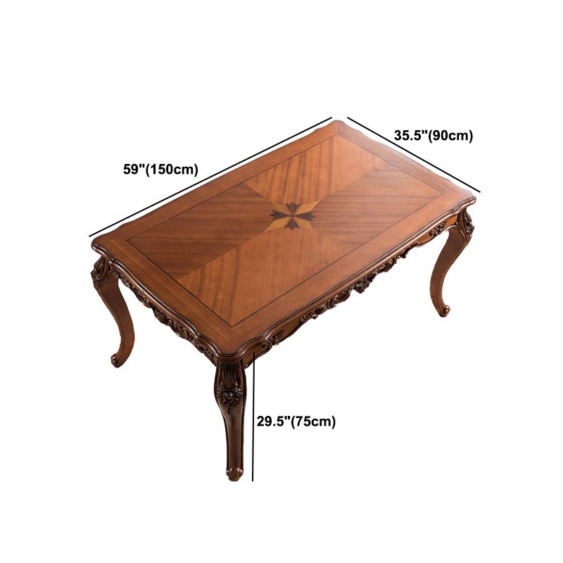 Medieval Modern Rubber Wood Dining Table for Restaurant Rectangle Table with 4 Legs