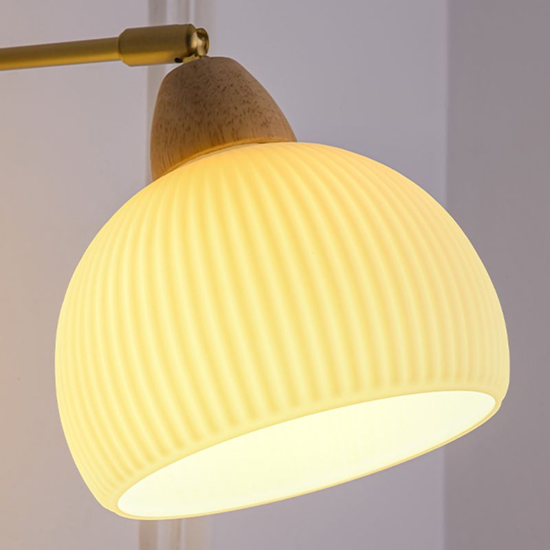 Modern Glass Shade Wall Light Fixture Wooden Wall Light Sconce for Bedroom