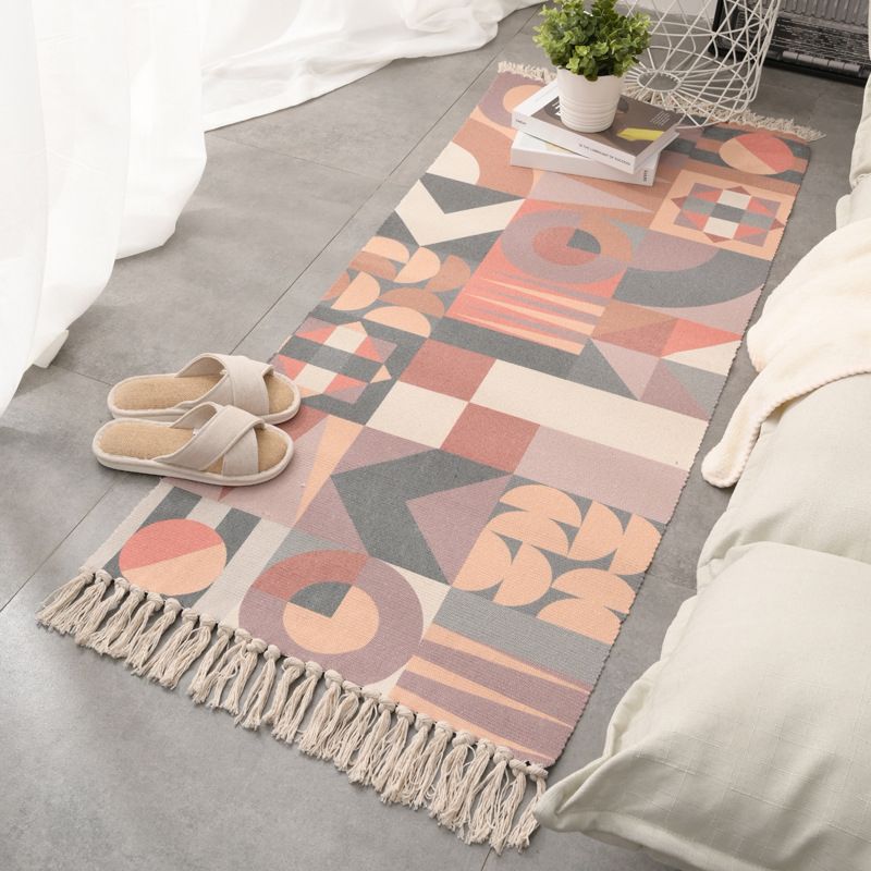 Tapis rétro multi-couleurs relaxant Machine de tapis à motifs de coton Machine intérieure lavable avec gland pour décor