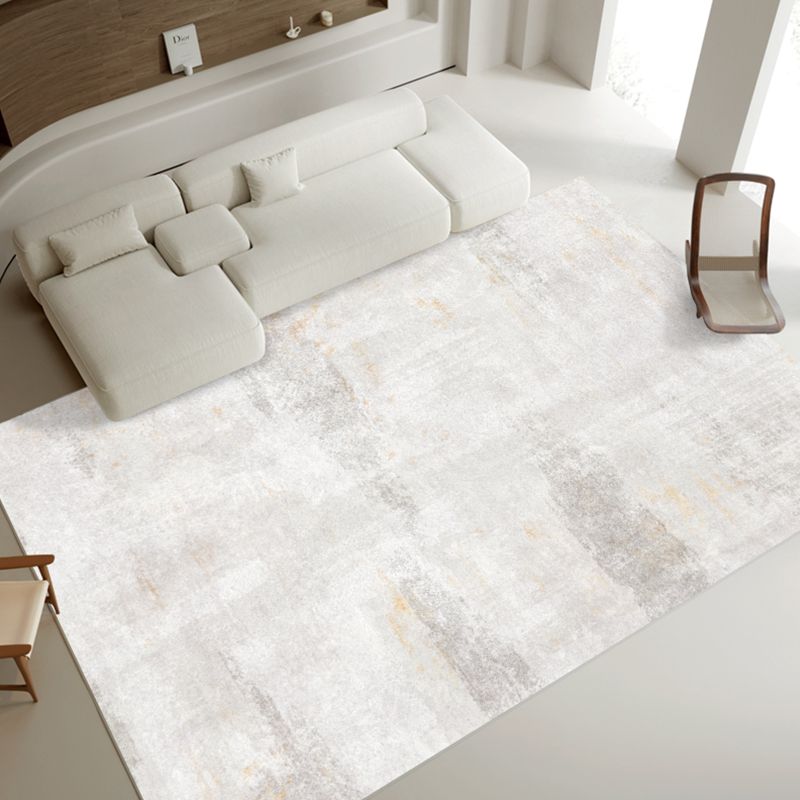 White Modern Carpet Abstract Pattern Polyester Area Rug Stain Resistant Rug for Drawing Room