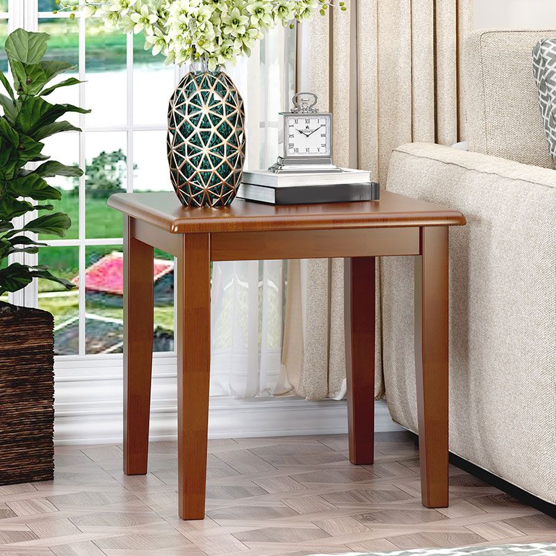 Solid Wood Square Top Side Table 23.6" Tall 4 Legs End Table