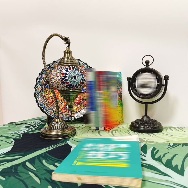 Turkish Style Glass Table Lamp Vintage Moroccan Desk Lamp Fixture for Bedside