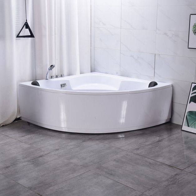 Acrylic Corner Soaking Bathtub Antique Finish Back to Wall Bath Tub