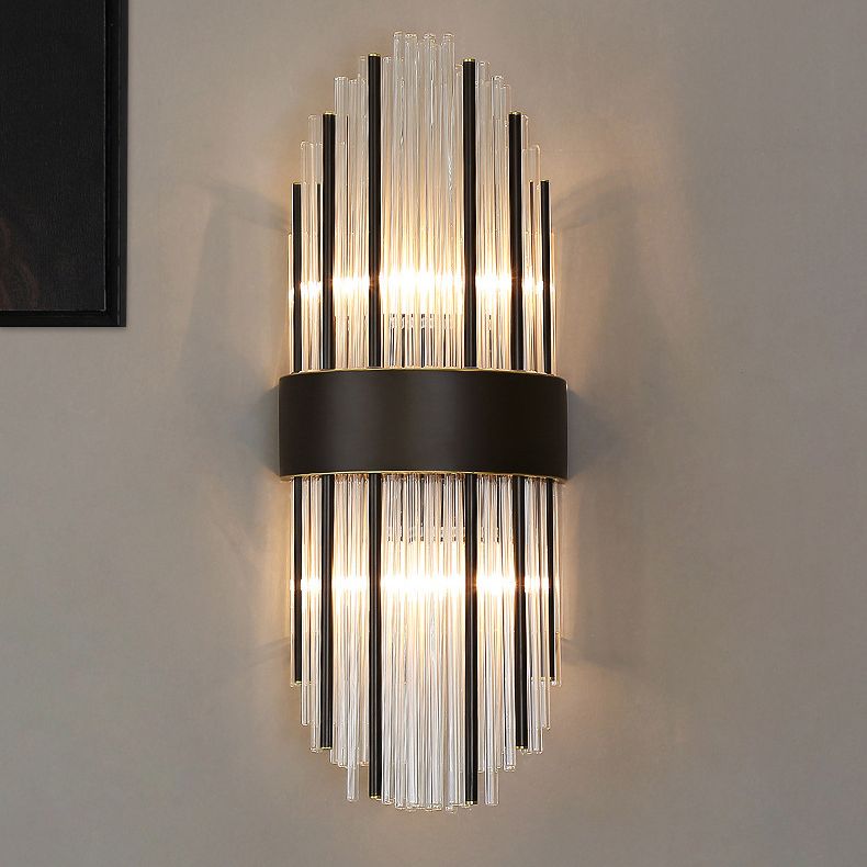 Sconce da muro scintillanti a 2 luci in moderna lampada a parete di rame in stile lusso con tonalità di cristallo