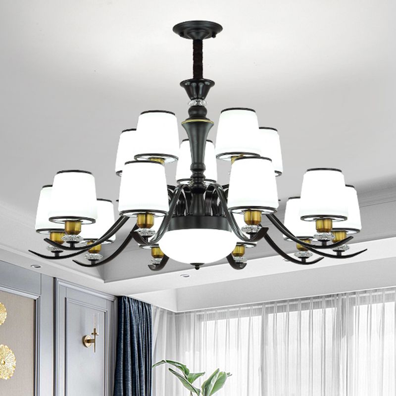 Milk White Frosted Glass Chandelier Light Crystal Decoration Modern Hanging Light Living Room Lighting Fixtures