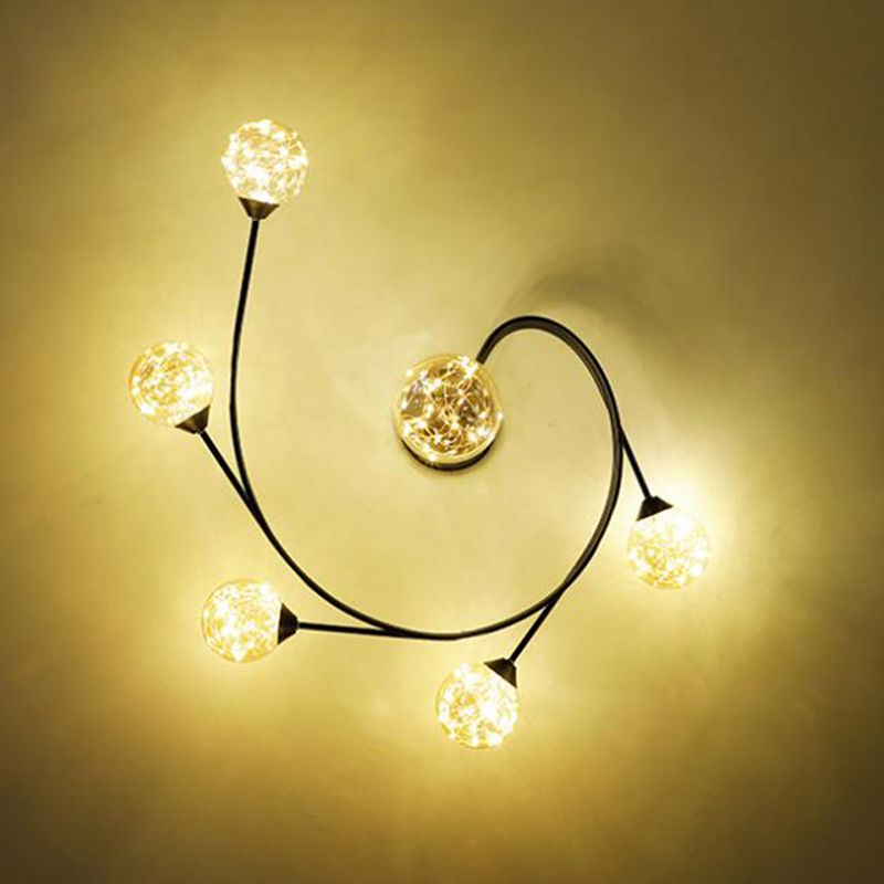 Globe contemporain Flush Lightture Glass Flush Mount Lamps en noir