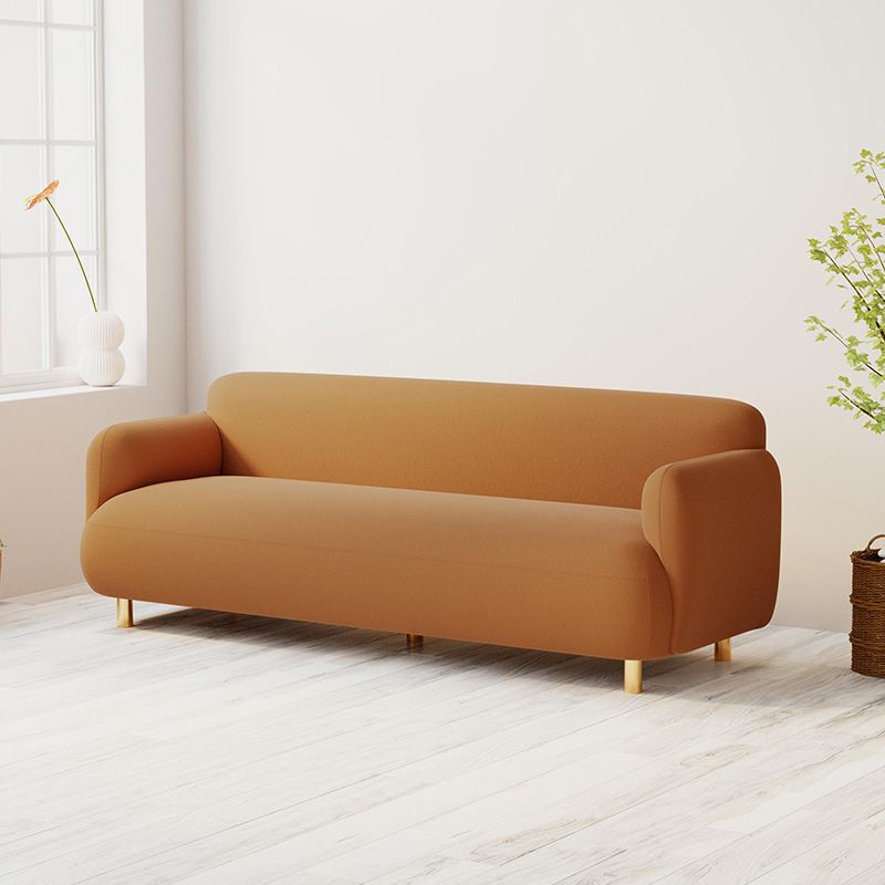 Contemporary Faux Leather Sofa with Square and Tight Back in Solid Wood