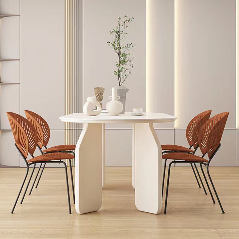 Solid Wood Dining Table White Modern Dinner Table for Dining Room