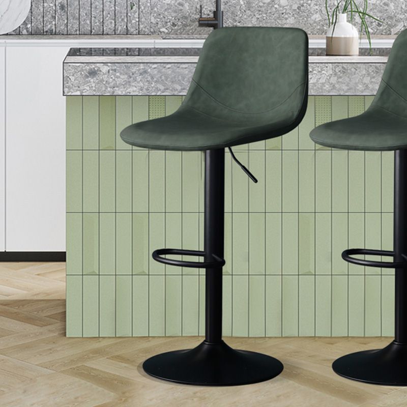 Taburete de Bar moderno giratorio ajustable, tapizado de PU, reposapiés, respaldo, taburete interior