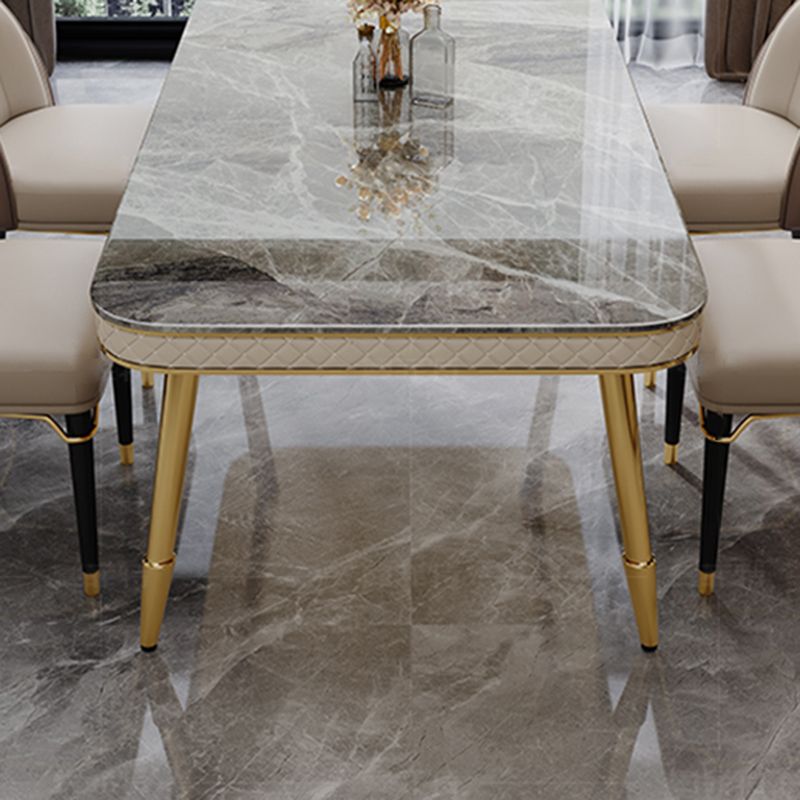 Luxury Kitchen Dinner Table Stone Rectangle 4 Legs Dining Table